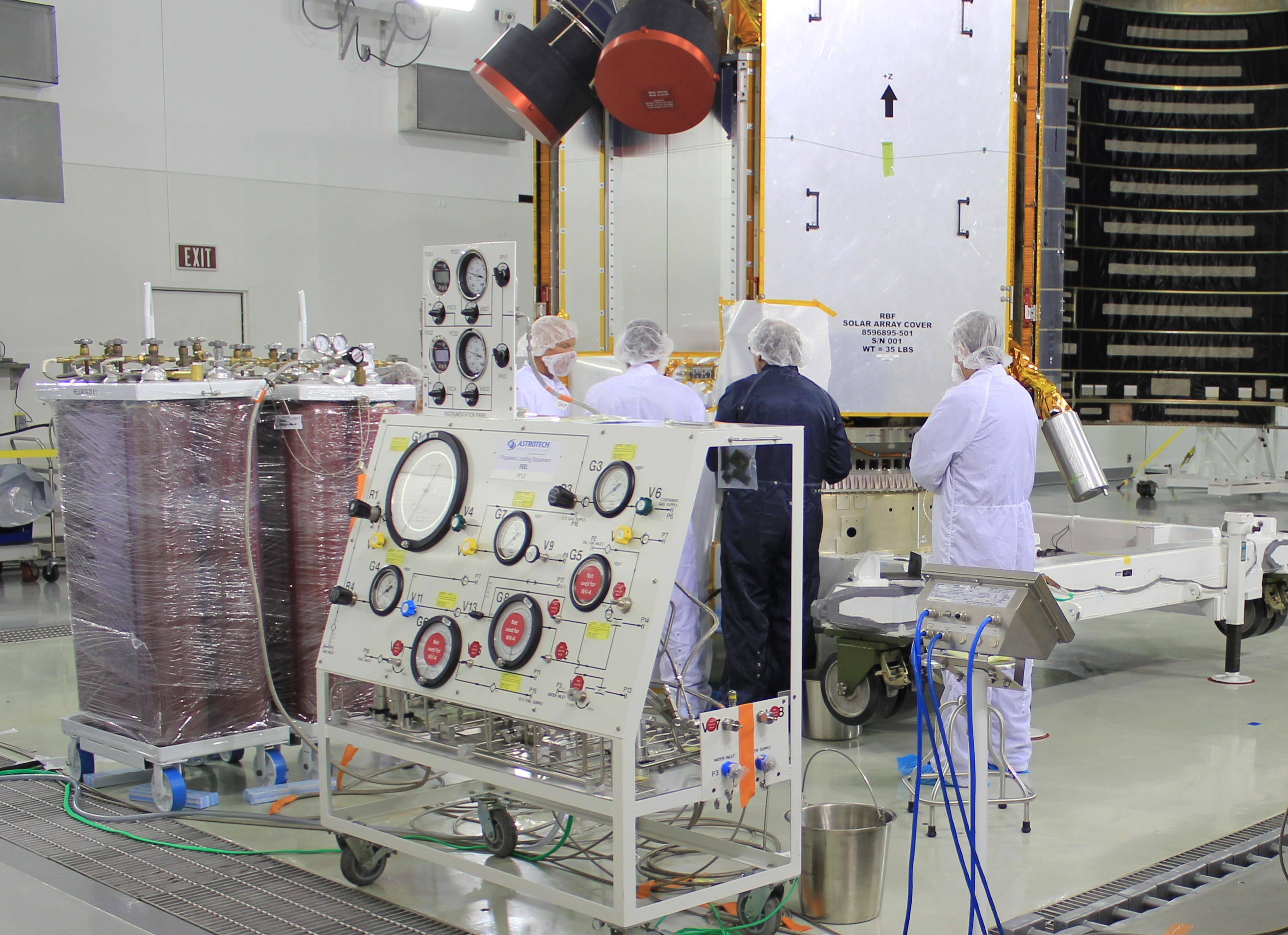 Propellant technicians performing MEOP operations
